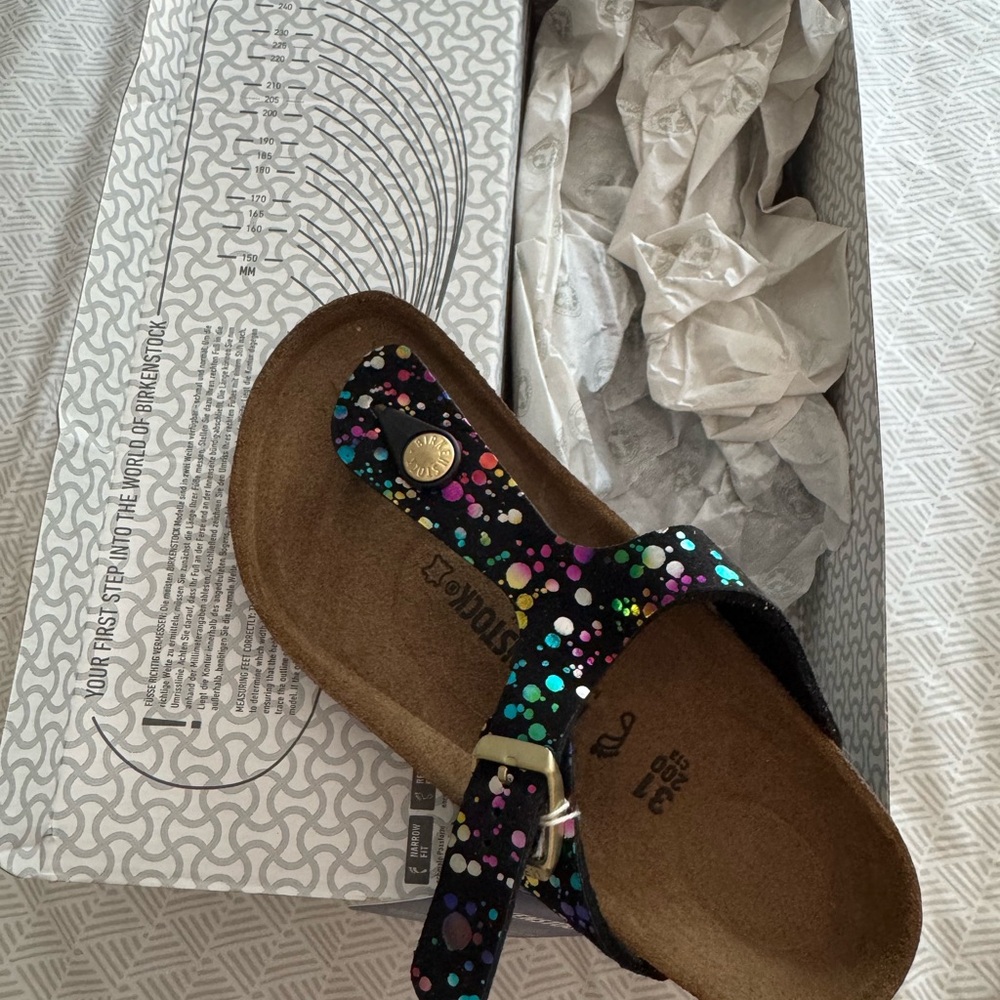 Birkenstock Black Sandals with Colorful Dots